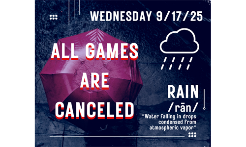 Wed 9/17/25 Games Canceled