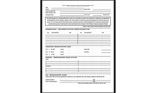 Mary Chambers Memorial Scholarship